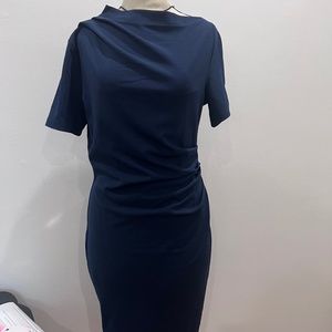 Dress - Asymmetrical Navy fitted, Small